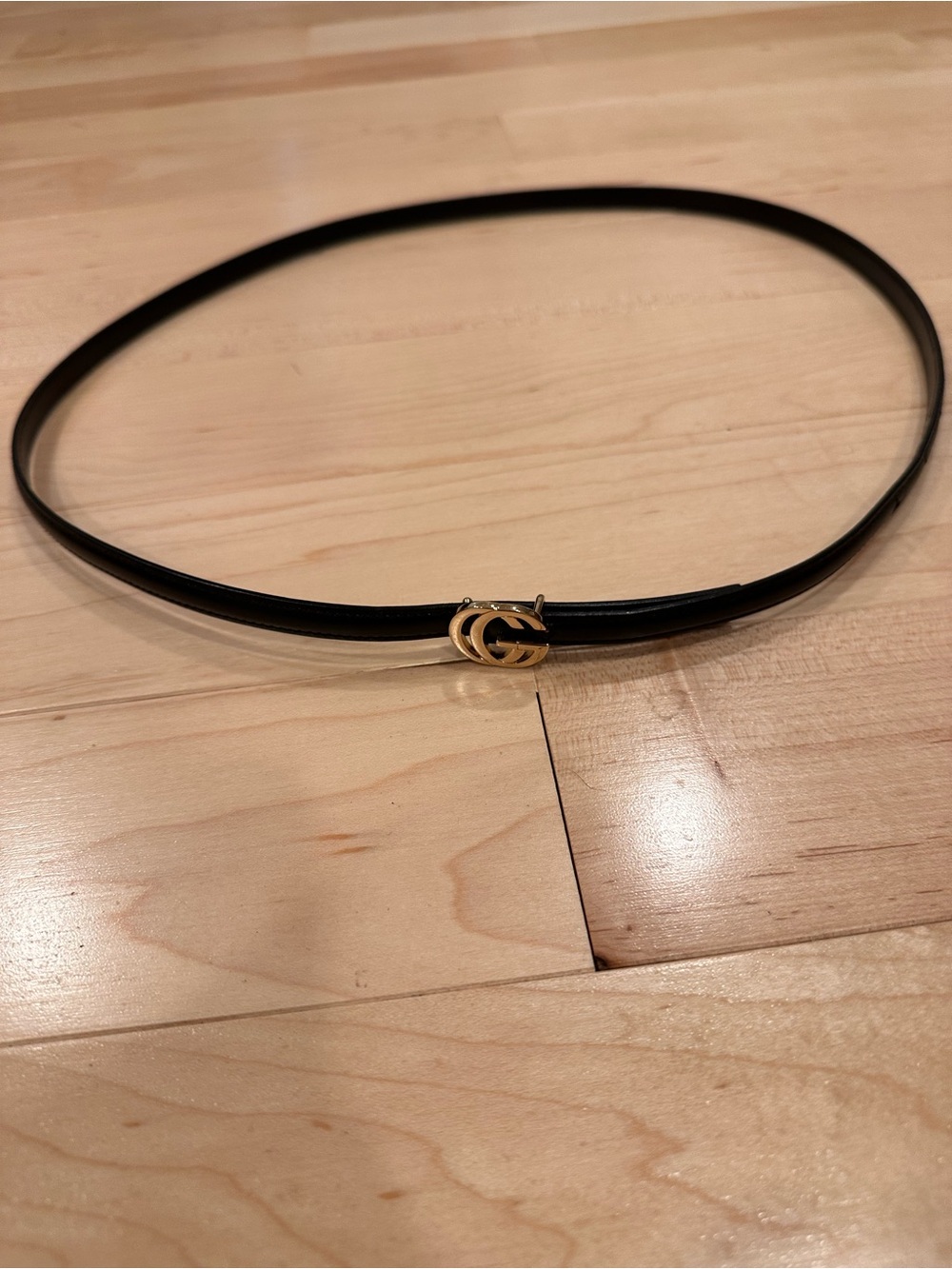 Vintage Gucci Black Leather Women's Slim Belt